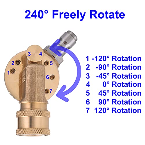 Pwaccs Pressure Washer Pivoting Coupler Kit, 240 Degree Rotation, Pressure Washer Accessories Kit Including Gutter Cleaner Attachment And 7 Spray Nozzle Tips With Holder, 1/4" Quick Connect, 4500 Psi #TOP1