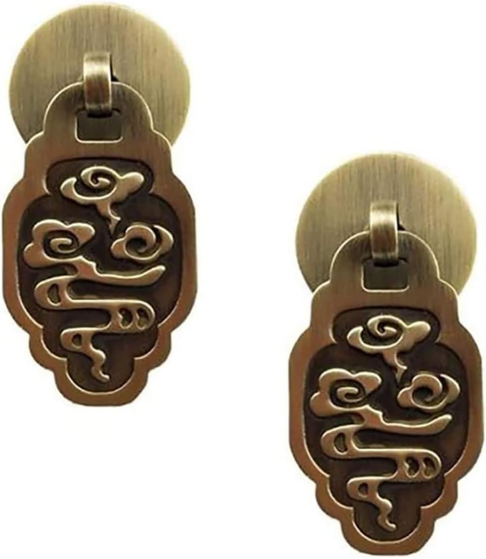 VOPLIVAT Vintage Brass Cabinet Drawer Pulls, Brass Drawer Knobs Cabinet Pulls Bronze Chinese Style(Bronze)