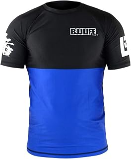 CompLite Ranked Rash Guard | Short Sleeve | No GI Brazilian Jiu Jitsu | MMA BJJ Wrestling Training Water Sports | Blue | Medium
