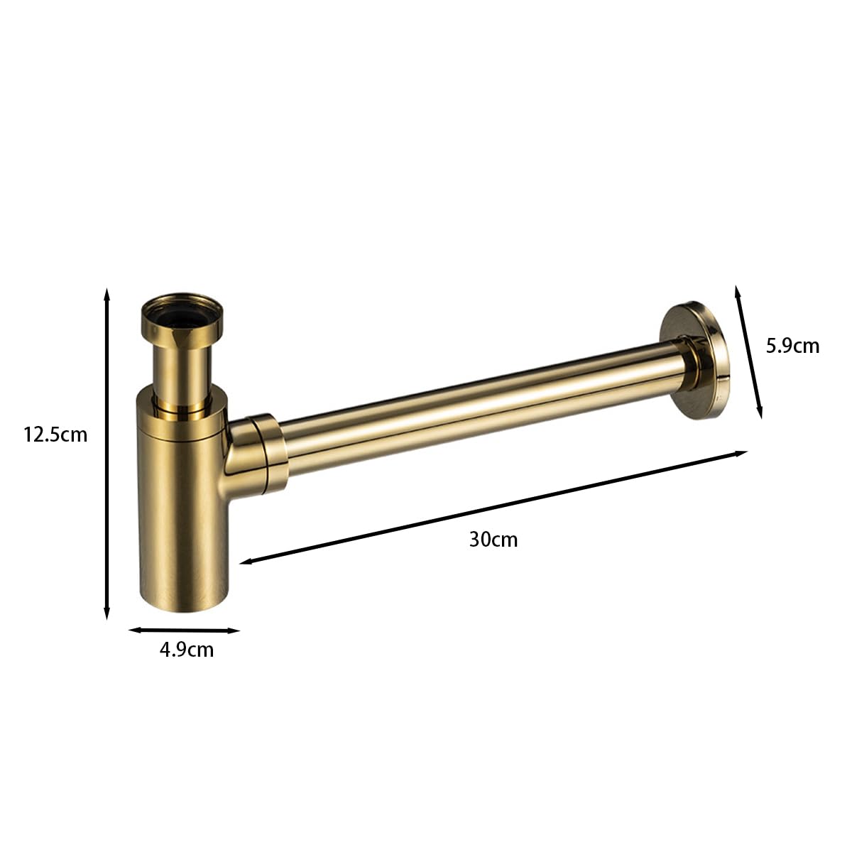 Uniwersalny syfon do umywalki łazienkowej, ukryty otwór czyszczący, syfon zapachowy, regulowany, syfon P, G1 1/4 x 32 mm, antyczna mosiężna rura odpływowa, złoty 12 cm