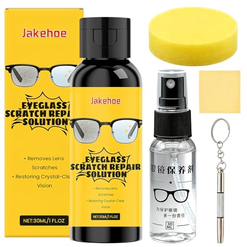 Brillenreiniger Spray Set mit Brillenglas kratzer entferner, Brillenreiniger Spray, Mikrofasertuch, Brillenreinigung Werkzeuge, Brillenglas Reparatur, Brillenreinigung für alle Gläser-Typen