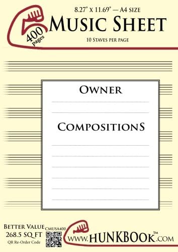 Music Sheet (CMUSA-400 pages): A4 Sheet