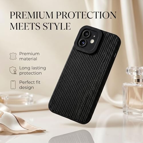 Image of amazon basics Luxury 3D Knitted Texture Soft Silicone Back Cover for iPhone 11 | Slim Fit Shockproof Case with Camera Protection & Non-Slip Grip - Black