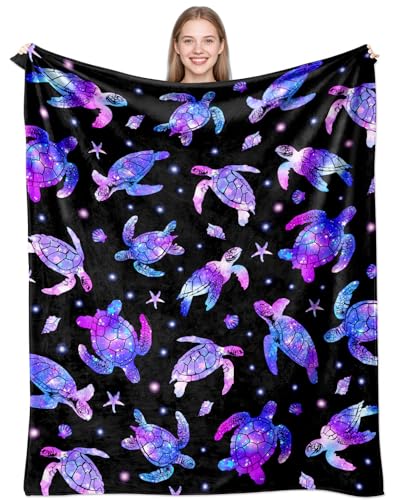 Sea Turtle Blanket Gifts for Turtles Lovers Soft Flannel Turtle Throw Blanket Birthday Stuff Gifts Decor for Adults 50X40