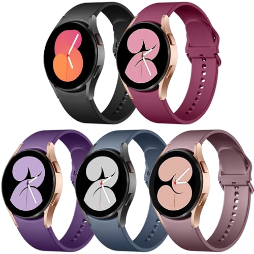 Lerobo 5 Pack Bands Compatible with Galaxy Watch 7 6 5 4 Band 40mm 44mm/ Galaxy Watch 6 4 Classic Band 43mm 47mm 46mm 42mm/Watch 5 pro 45mm,Active 2 Band, 20mm Band Soft Silicone Sport Band