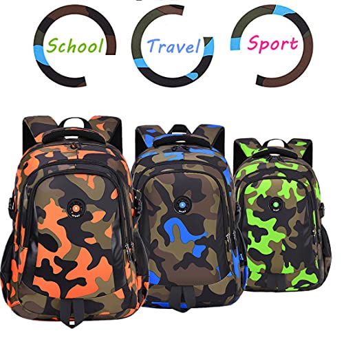 Ladyzone Camo School Backpack Lightweight Schoolbag Travel Camp Outdoor Daypack (Orange Pattern), One Size #TOP7