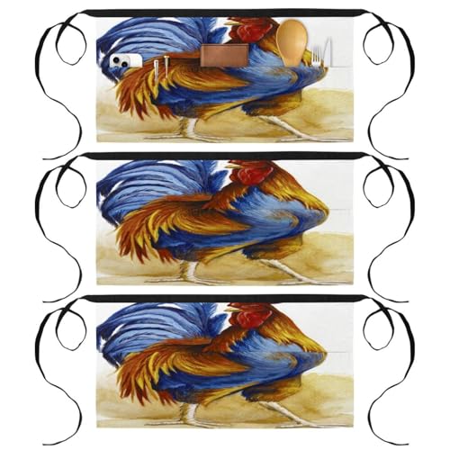 Demi-tablier de cuisine lot de 3 tabliers courts avec poches bistrot bar