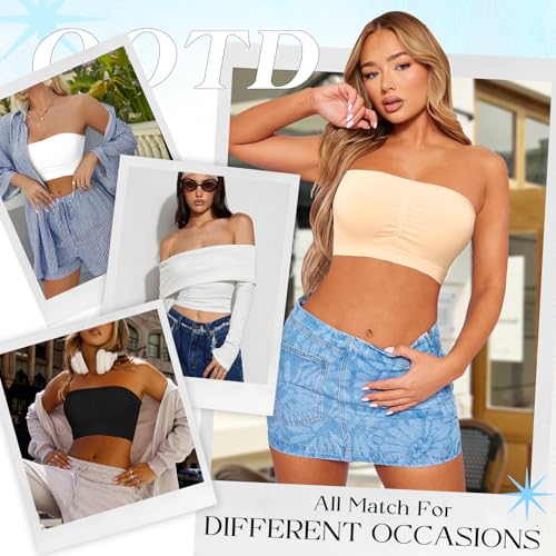 Image of Strapless Bras for Women Bandeau Bra Wireless Seamless Bandeau Top Comfort Padded Tube Top Bra