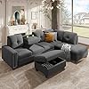 Merax 107.5” Sectional Sofas, 3-Seat Sofa Couch Living Room Sofa Sets with Reversible Chaise Lounge, Storage Ottoman and…