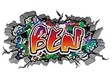 Lieferumfang: ein Wandbild 3D Wandtattoo Graffiti Wand Aufkleber Name BEN Wanddurchbruch sticker Boy selbstklebend Wandsticker Jungenddeko Kinderzimmer 11MB237, Wandbild Größe F:ca. 97cmx57cm