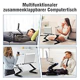 Greensen Laptopständer Aluminium Laptoptisch Klappbar Betttisch Laptop Ständer Höhenverstellbar Notebooktisch Ergonomischer Laptophalterung mit Belüftungsbasis und Maushalterung, Schwarz