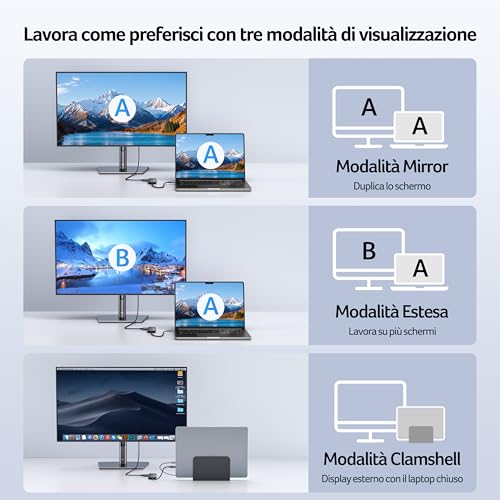 Acer Hub USB-C 5-in-1, Adattatore USB-C a HDMI 4K@60Hz, Trasferimento dati USB-A e USB-C a 5 Gbps, Ricarica PD 100W, Alluminio + Nylon, per iPhone 17/16, MacBook, iPad Pro/Air, Surface, ecc. - Hub USB - Immagine 7