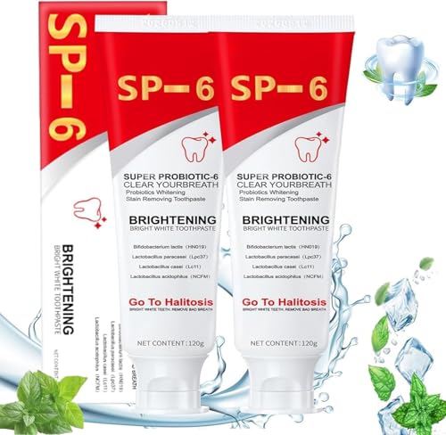 Sp-6 Sp-6 Dentifricio Probiotici Sp-6, Bianco Chiaro, Ultra Sbiancante Sp-6, Alito Fresco, Dentifricio Pulizia Profonda (Set di 2, SUPER PROBIOTICS-6)