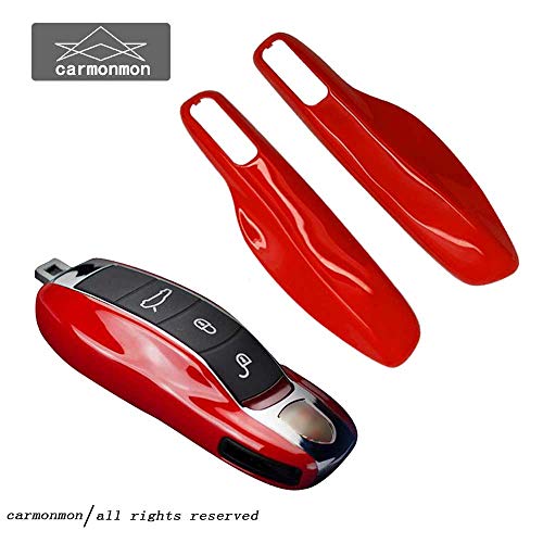 carmonmon Smart Protectors Keyless Remote Key Cases Shell Car Key Case Platic Cover Case Cover Side Blades for Porsche Cayenne Panamera(Red)