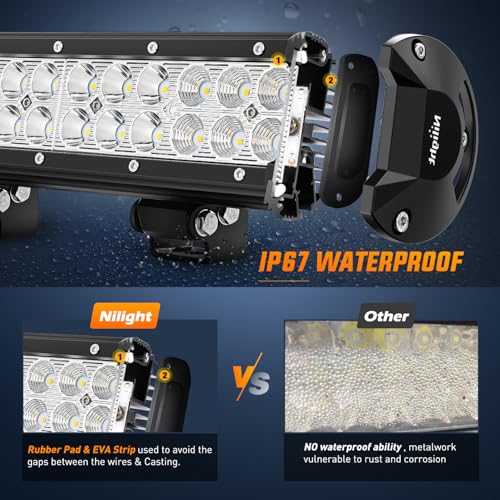 Image of Nilight LED Light Bar 12 Inch 72W Spot Flood Combo Yellow Beam | Off Road Lamp Fishing Hunting Emergency Deck Work Lighting for Trucks UTV Pick-up Van Boat Tractor