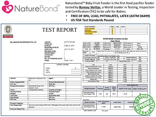 Naturebond Baby Food Feeder/Fruit Feeder Pacifier (2 Pack) - Infant Teething Teether | Includes Additional Silicone Sacs #TOP7