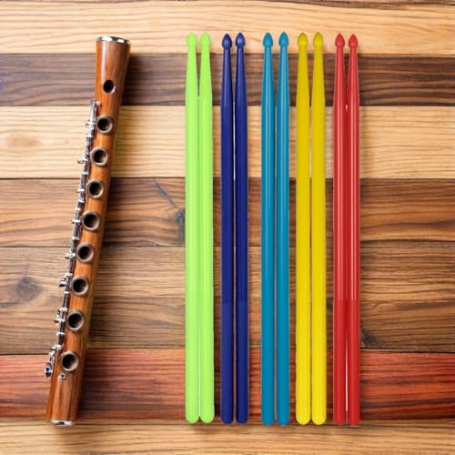 Baquetas Vaguelly de nailon, 5 pares, 16 pulgadas, coloridas y antideslizantes para ejercicios, relajación y actuaciones de jazz miniatura 5