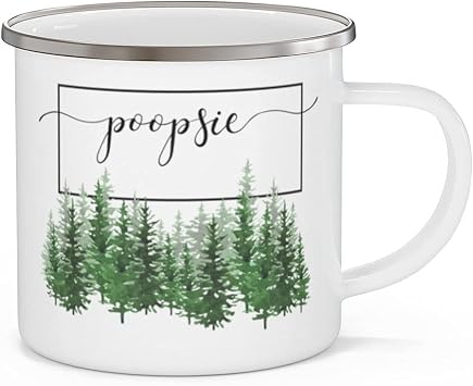 Poopsie Camping Coffee Mug, Poopsie Pine Tree, Campfire Cup Gifts For Poopsie, New Poopsie Enamel Camping Mug Flower, Birthday Christmas Outdoors Metal Enamel Campfire Cup