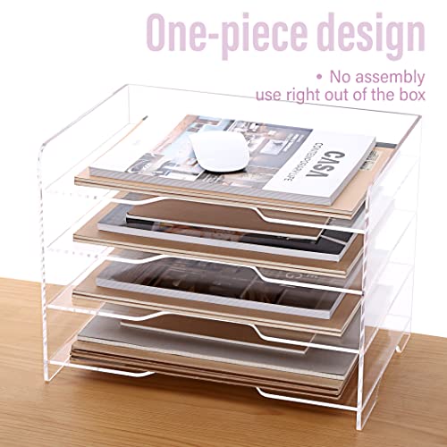 SANRUI Acrylic Paper Organizer Letter Tray for Desk, 4 Tier Enlarged File Sorter,Clear File Holder Desktop Shelf Document Storage for School Office Home by SANRUI - Image 5