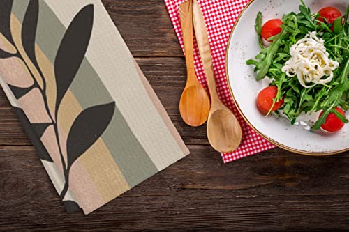 Abstract Boho Rainbow Botanical Leaf Kitchen Towels Tea Towels, 16 X 24 Inches Cotton Modern Dish Towels Dishcloths,Dish Cloth Flour Sack Hand Towel For Farmhouse Kitchen Decor,Boho Lovers Gifts #TOP1