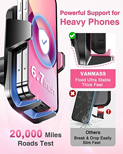 Image of VANMASS Mobile Phone Holder Car Ventilation Light Red Mobile Phone Holder Car 4 in 1 Suction Cup Mobile Phone Holder Car 100% Scratch Protection Smartphone Holder Car Interior Door Handles for iPhone