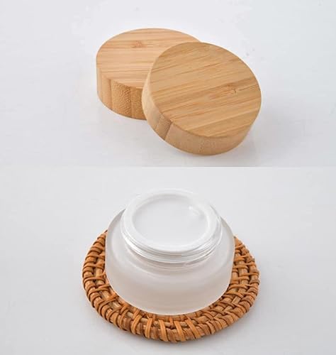 Miniatura 4 de 1 unids 100G 100ML vacío translúcido vidrio esmerilado redondo crema tarro de almacenamiento cosmético botella de artículos de tocador con tapa de