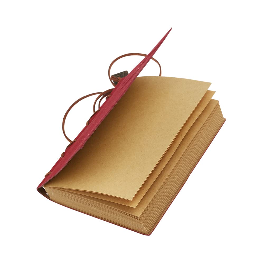 Bloc de notas en blanco con tapa PU, estilo clásico retro vintage, cuerdas y encuadernado llave, diario viaje, cuaderno bocetos, s(Red)