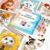 LuwoArte 6 Pack Paint by Numbers Kit for Adults – Cute Cats – Fun Paint by Numbers for Adults Beginners – DIY Adult Paint by Number Kit – Relaxing Home Wall Art Painting Gift Set – 7.87 x 7.87 inch