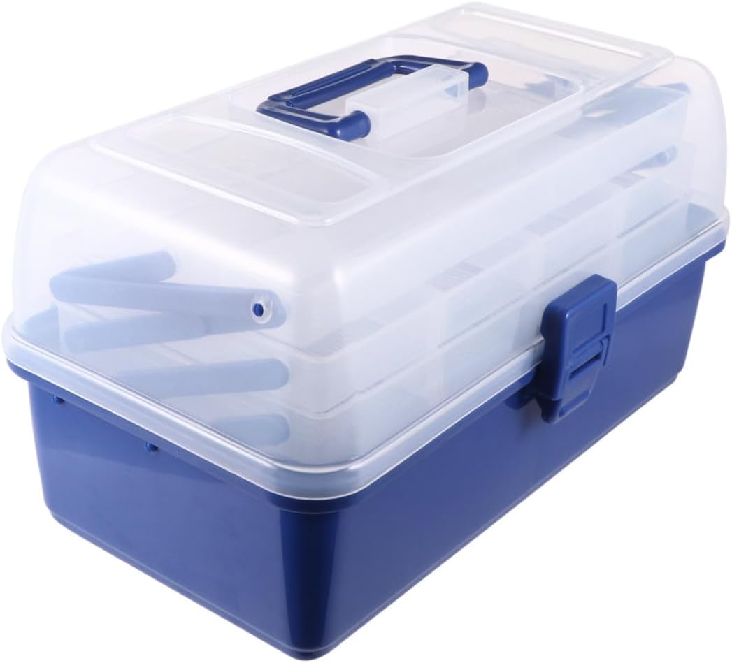 Portable Fishing Tackle Organizer Box 4-layer Plastic Fishing Gear Storage Container Tool Box