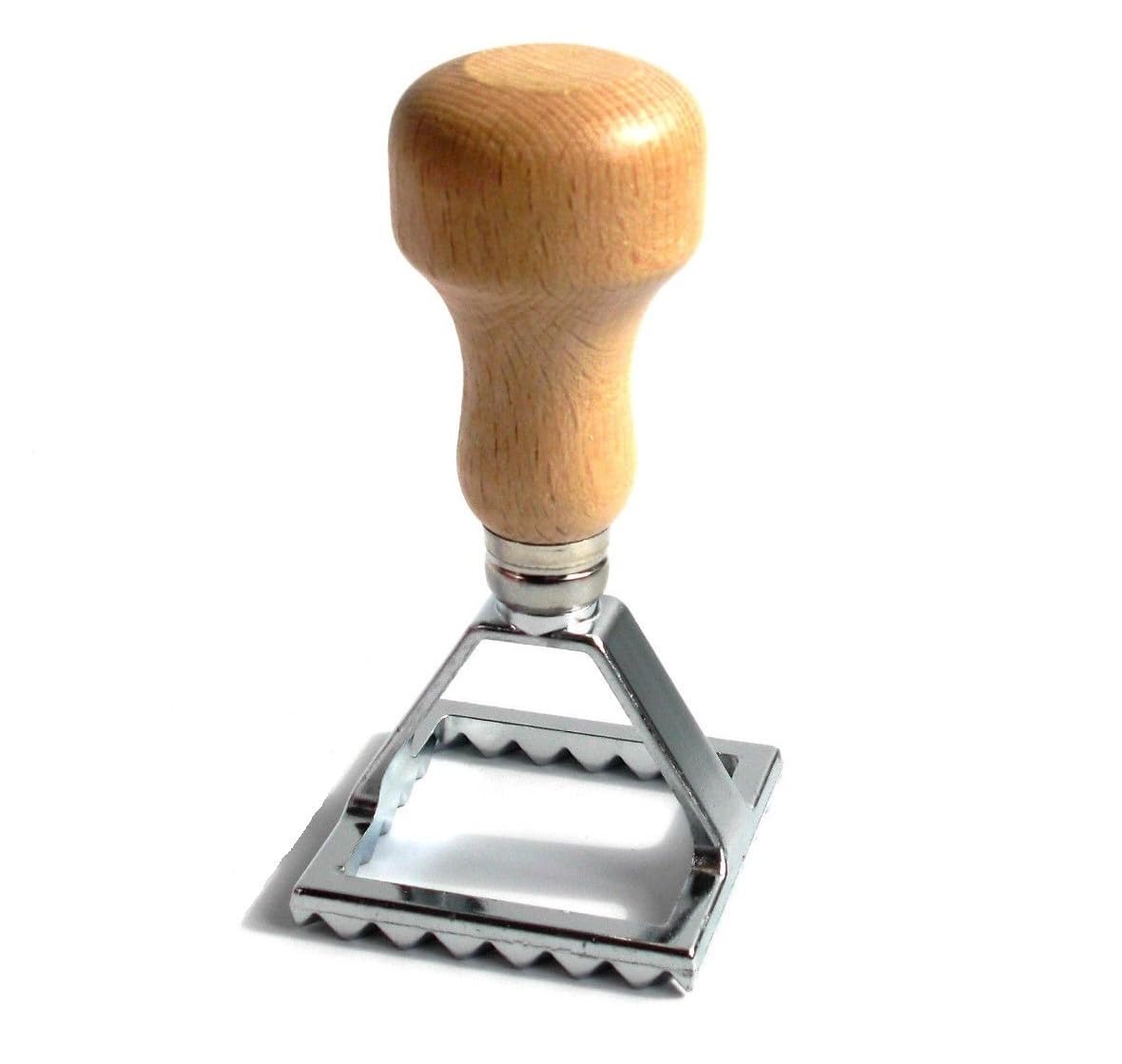 Tredoni Silver, Natural Wood 4.8Cm Square Ravioli Pasta/Dough Stamp Cutter (4.8 Cm // Small)