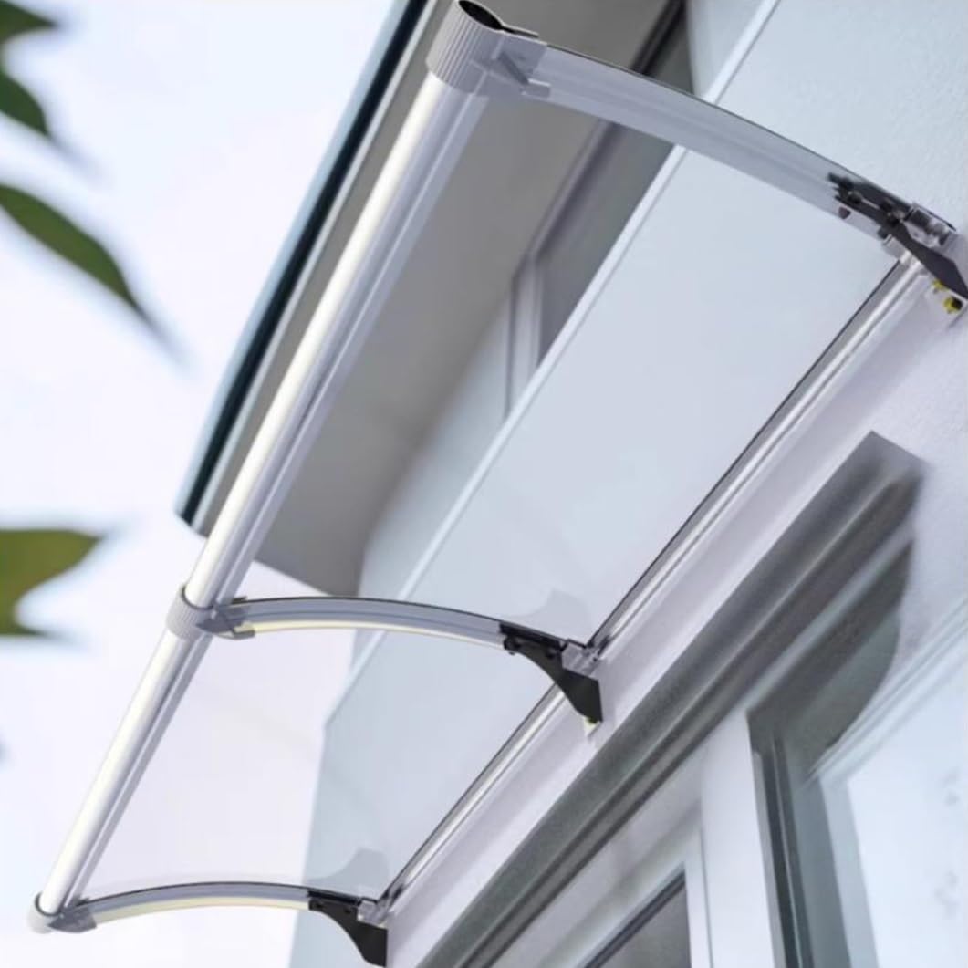 Auvent de porte d'entrée haut de gamme en polycarbonate et profilé aluminium