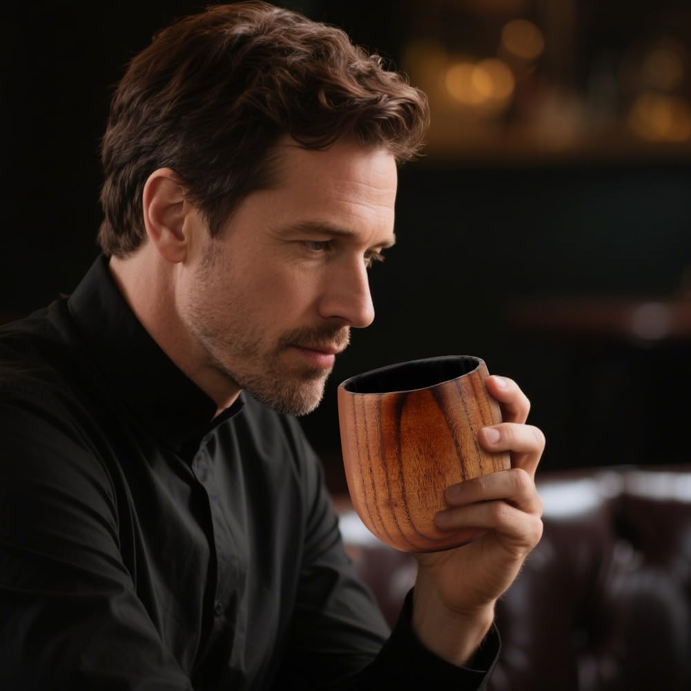 Charred Wooden Bourbon Drinking Glass, 2pcs Handcrafted Charred Wooden Whiskey Cup, Birthday Gifts for Dad Husband Boyfriend or Brother - Image 7