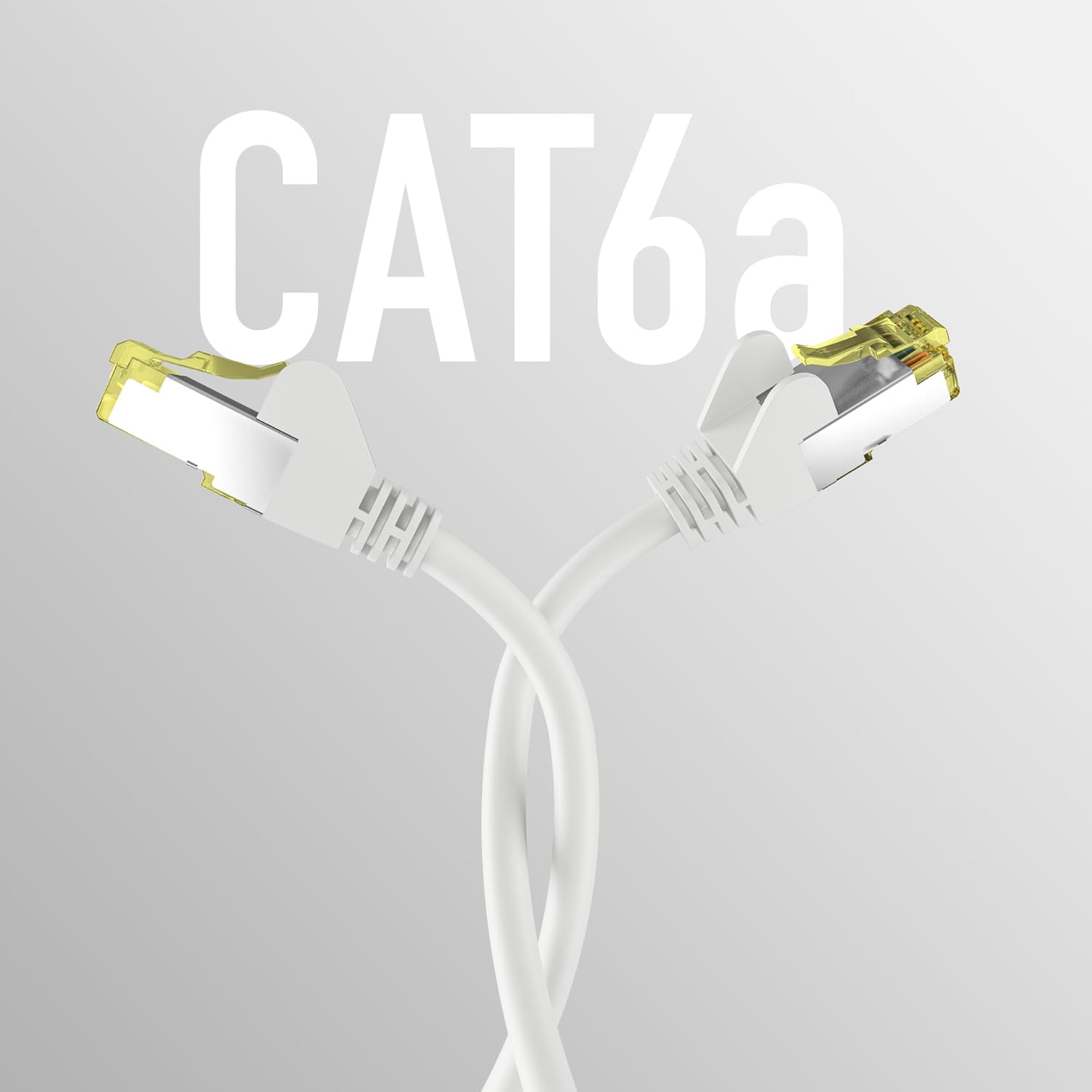 CAT. 6a Network Cable up to 10 Gbit -15m LAN Cable Ethernet Cable Patch Cable with Jack/Kink Protection - RJ45 Connection, S/FTP PIMF Shielding - White