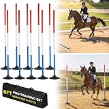 Neoaider 6 FT Pole Bending Poles for Horses 3-Color Combination High Visibility, 10 PC Agility Poles w/Rubber Bases, Waterproof Storage Bag, Ideal for Equestrian, Soccer, Football, Pet Training