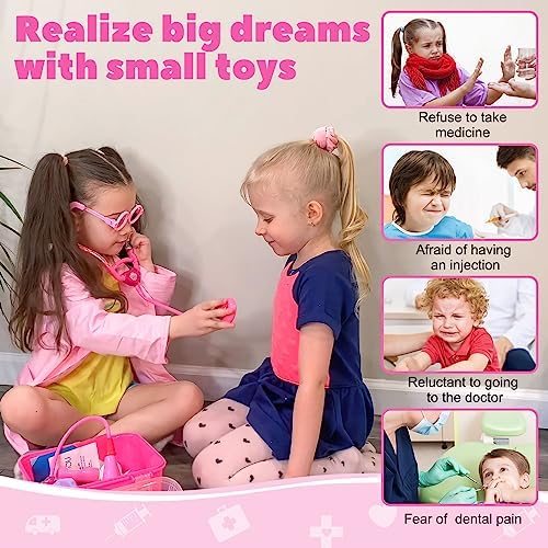 Liberry Durable Doctor Kit for Kids, 30 Pieces Pretend Play Educational Doctor Toys, Medical Kit with Stethoscope Doctor Role Play Costume, Doctor Playset for Toddler Girls Boys 3 4 5 6 7 8 3 51WI4fbss+L. AC