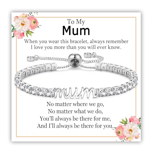 EPIRORA Mum Gifts from Daughter Son, Silver InfinityTennis Bracelet Jewellery Mum Presents for Women on Birthday Christmas Mother's Day Valentines Day