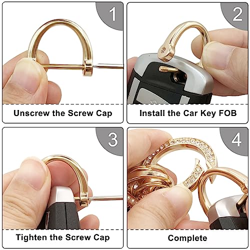 Image of OHKYOOT Leather Wristlet Keychain for Home Car Keys | Key Fob Keychain, Wrist Keychain, Car Key Chain with 5 Key Ring and D Ring for Women Men, Car Key Holder