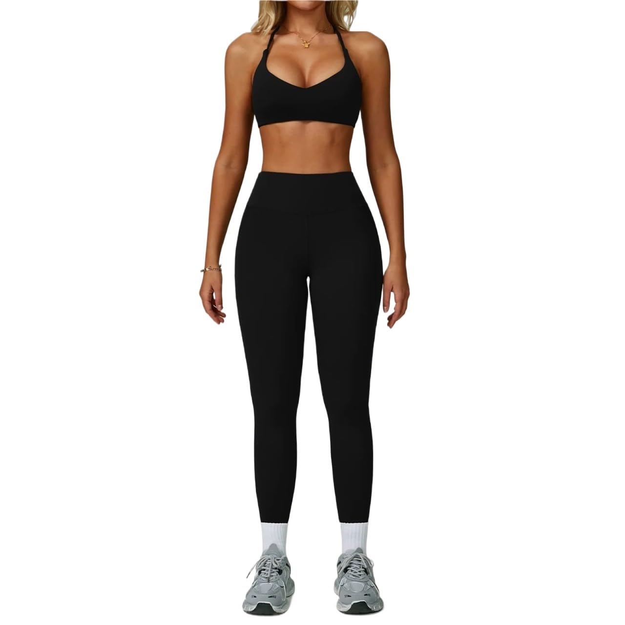 Set Sportivo Donna Set da 2 Pezzi Tuta Donna Abbigliamento Fitness Yoga Sportivo Reggiseno Allenamento Leggings a Vita Alta Palestra