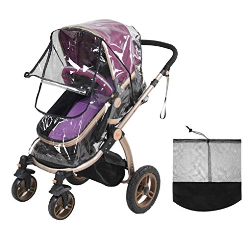 BXT - Protezione impermeabile universale per passeggino, anti pioggia e vento,, trasparente