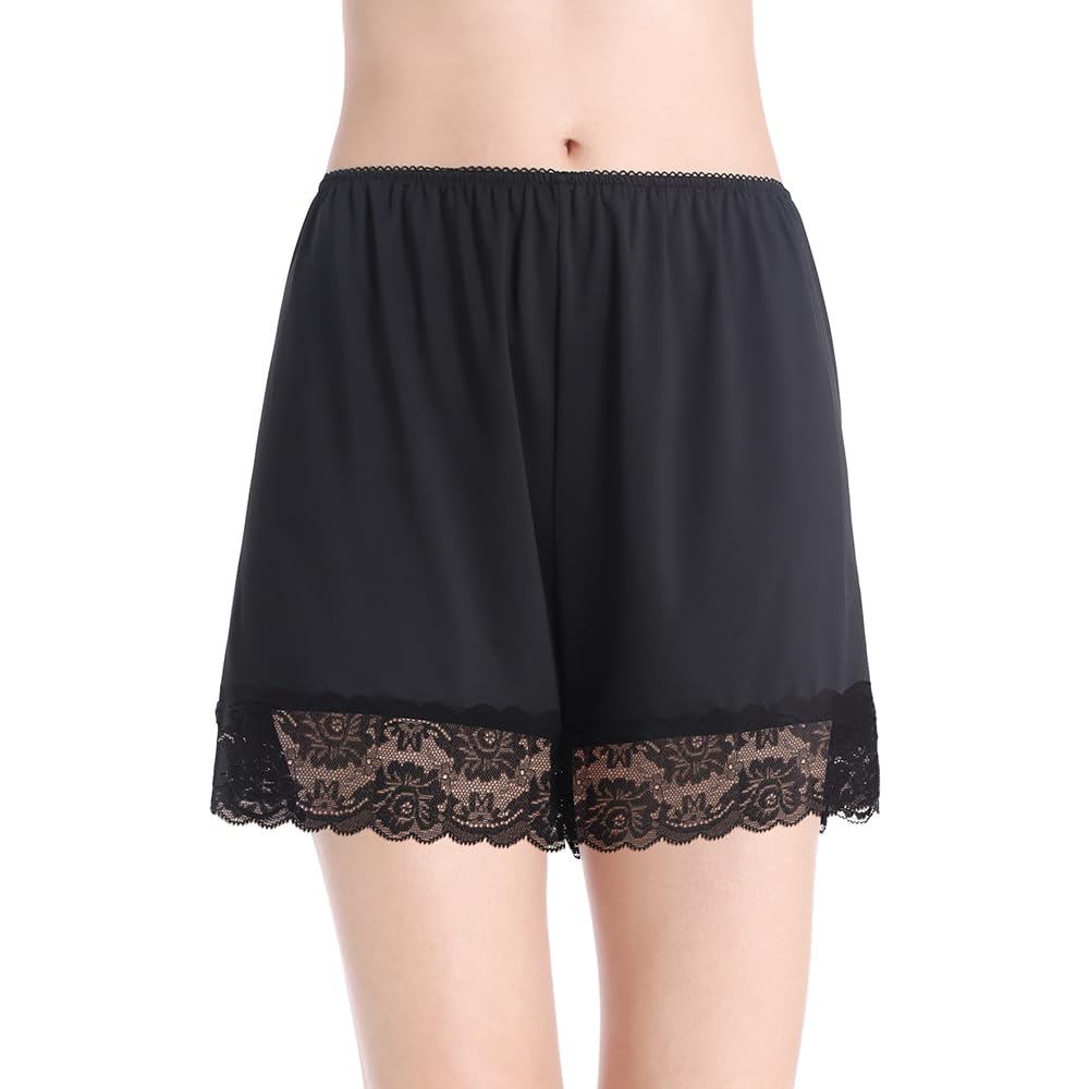 MANCYFIT Pettipants for Women Half Slip Culotte Shorts Split Skirt Lace Snip 4” Inseam