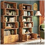 Simple Wisdom Librero Organizador en S con 6 Pisos - Librero para Sala de Madera con Puertas,Adecuado para Sala de...