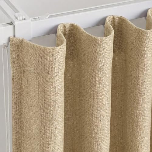 Image of FRESH FROM LOOM Jute Parda | Premium 5 ft Curtain for Windows | Curtains for Slider Track | Non-Ring Curtains | S-Wave Pleat | Light Block Parde | Breathable Fabric (Size - 5ft, Beige, 1pc), Eyelet