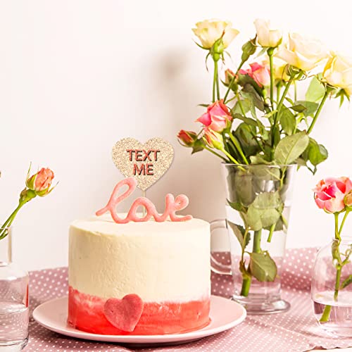 Whaline 48Pcs Glitter Heart Cupcake Topper With Sticks Glue Point Double-Layer Valentine Conversation Heart Cupcake Picks For Valentine's Day Anniversary Wedding Party Supplies Cake Decorations #TOP4