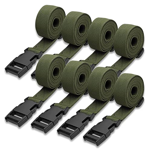 Modixun Paquete de 8 correas de utilidad con hebilla de liberación rápida, correas de nailon ajustables de 1,5 m, correas de amarre de nailon para mochila, saco de dormir, embalaje de equipaje, color