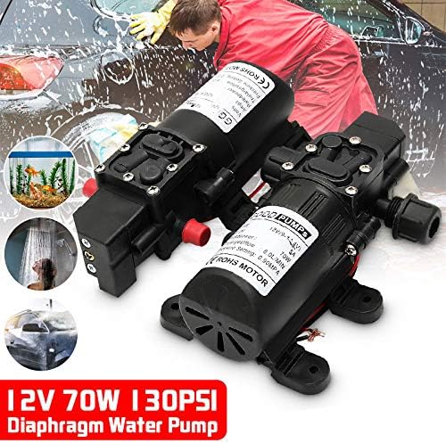 Mini Submersible Portable Electric Water Pump DC 12V 130PSI 6L/Min Water High Pressure Diaphragm Water Pump Self Priming Pump Automatic Switch(Straight)