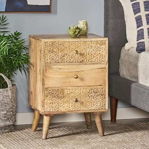 Merax Bohemian Mango Wood Nightstand Cover