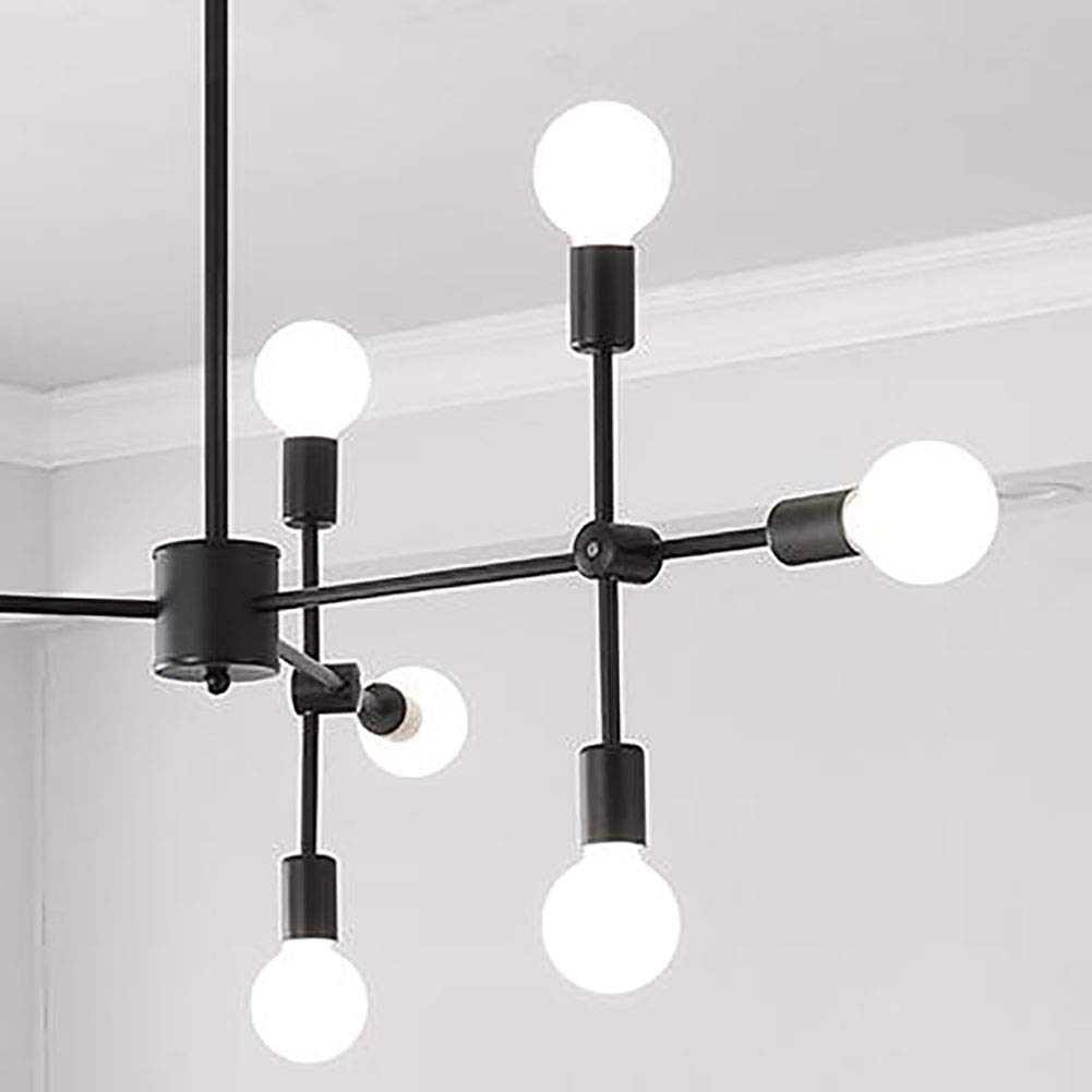 Vintage 9-lumières Industrielle Spoutnik Lustre Moderne Noir Métal Chromé Pendant Light pour Salon Vintage Ferme Luminaire-Noir 9 têtes