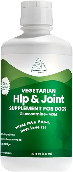 Plant-Based Liquid Glucosamine for Dogs, 1600mg Joint Support with Chondroitin, MSM & Omega 3-6-9, Shellfish-Free Dog Arthritis Supplement for Mobility & Flexibility, Made in USA, 32 oz
