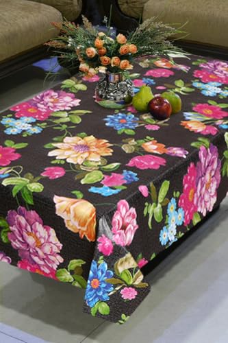 Image of Dakshya Industirs PVC Waterproof Table Cover 36x54 Inch Floral Printed Center Table Cover Washable Plastic Table Sheet Oilproof Dining Table Cover for Coffee Table Living Room Home (Smart Flora)