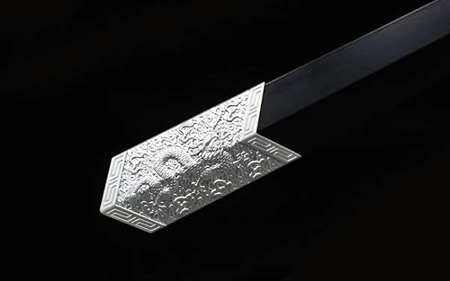 Miniatura 4 de Espada china, Han jian, hecha a mano (hoja de grabado de acero de manganeso alto, vaina de metal) longitud 39 pulgadas